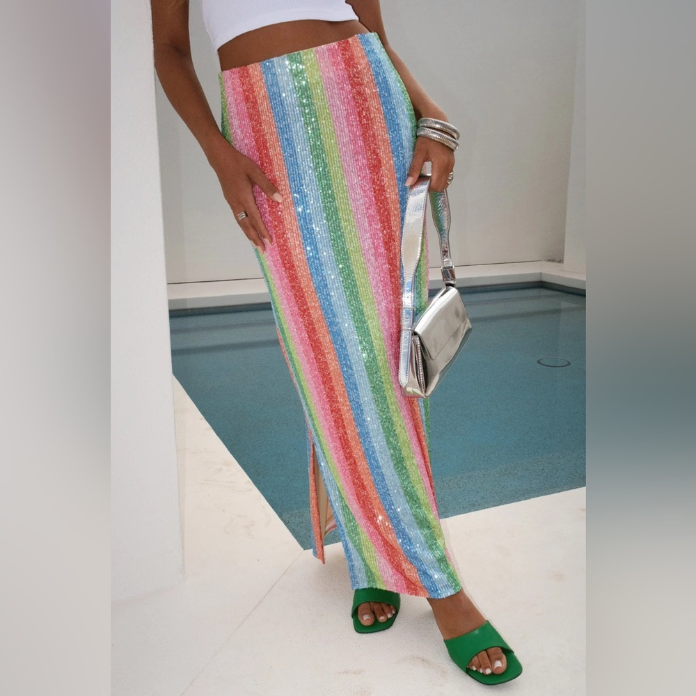 Show Me Your Mumu Rainbow Sequined Skirt